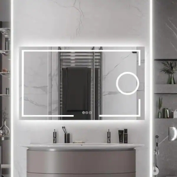 Frameless Noble Switch Bathroom Mirror with Built-in Light and Magnifying Glass