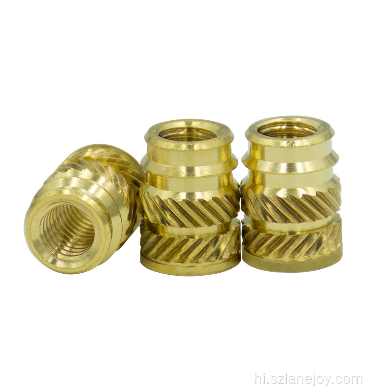 फास्टनर M4-M20knurled थ्रेडेड इंसर्ट ब्रास नट