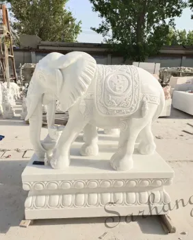 Outdoor Garden Hand Carved Stone Marble Animal Statue Elephant Statue
