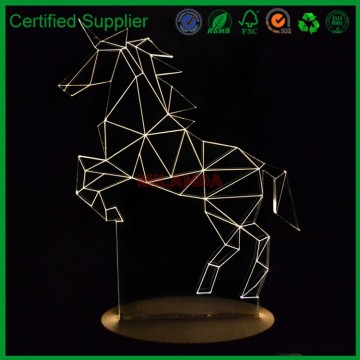 Milanda 3D led Unicorn christmas light, wood desk lamp, unicorn night lamp