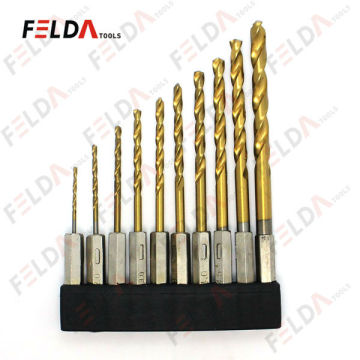 High Speed Steel Fully Ground Titanium Coated Hex Drill Bits