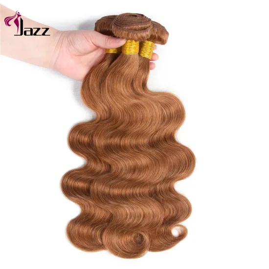 China Factory Dark Brown 30# Colored Human Body Wave Hair Virgin Bundles With Lace Closure