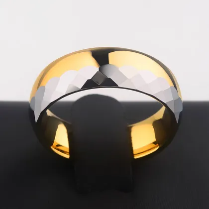 Gold And Silver Mens Tungsten Wedding Ring