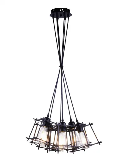 Black industrial metal bar style hanging lighting