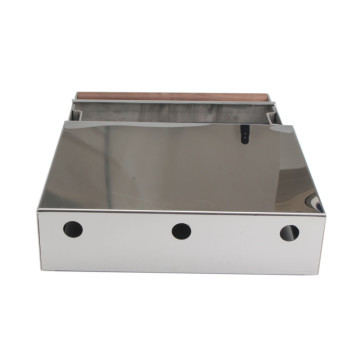 Stainless steel knock box drawer with wooden handle