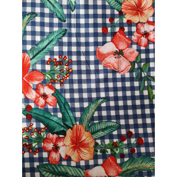 Check Flower Rayon Challis 30S Light Printing Fabric
