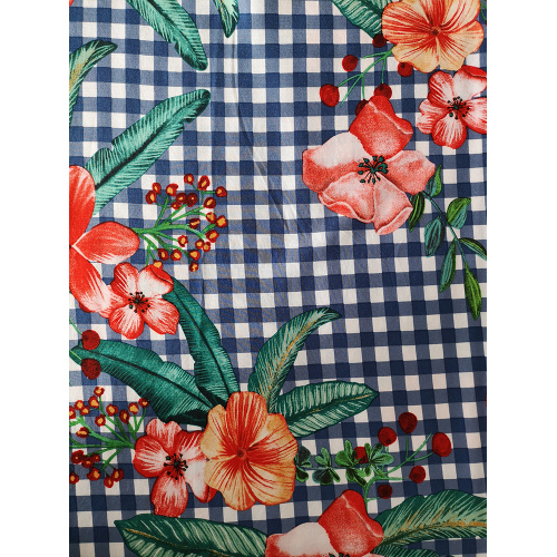 Check Flower Rayon Challis 30S Light Printing Fabric
