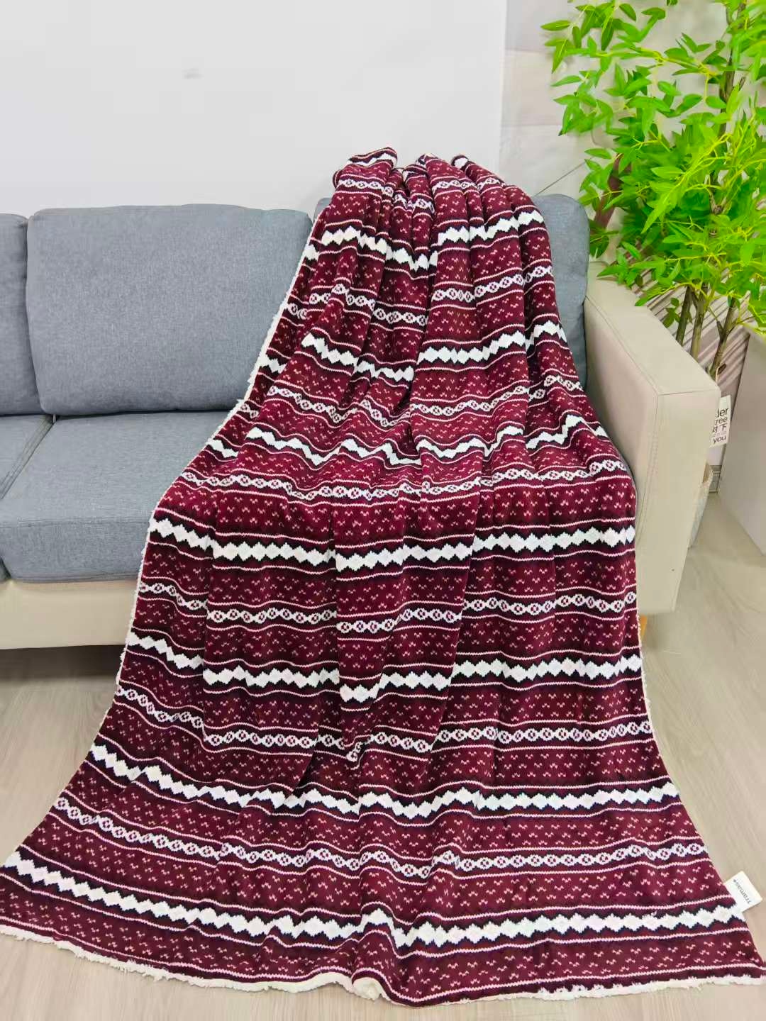 Ném lông cừu Sherpa kẻ sọc có thể đảo ngược