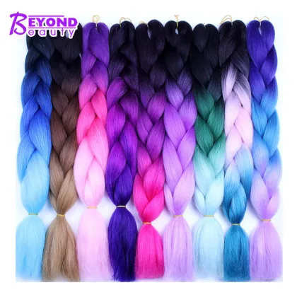 ombre braiding hair synthetic fiber jumbo box braids rainbow crochet braiding hair