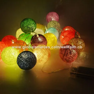 Battery-powered String Lights for Christmas Home Decoration, 20 Cotton Balls Covered