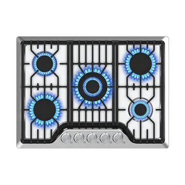 Custom or Standard 5 Burner Stainless Steel Built-In Gas Stove with Oven and Grill