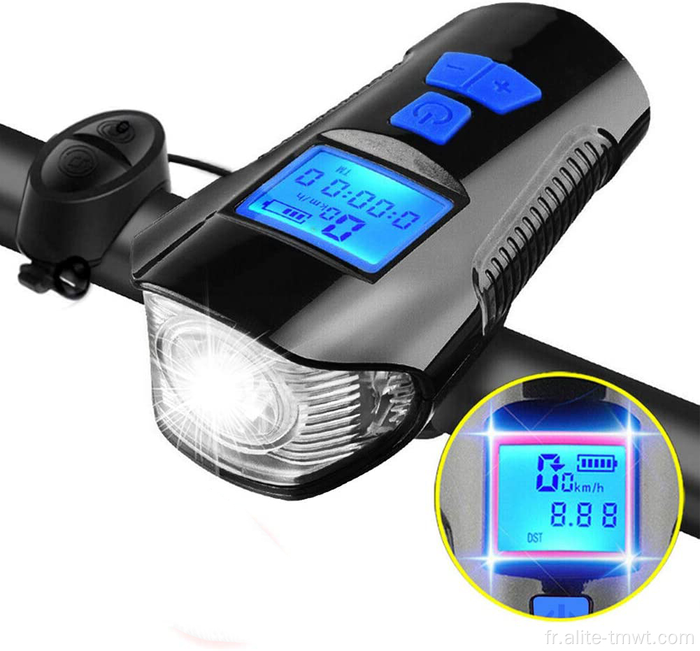 Lampe batterie de la lumière du klaxon de la corne de vélo USB