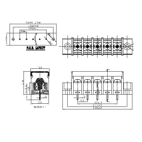 AT828-7.62XXX-CM Barrier Terminal Block Pitch7.62mm