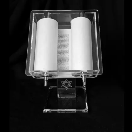 Modern Minimalist Lucite Pedestal Display Stand for Jewish Torah Scroll
