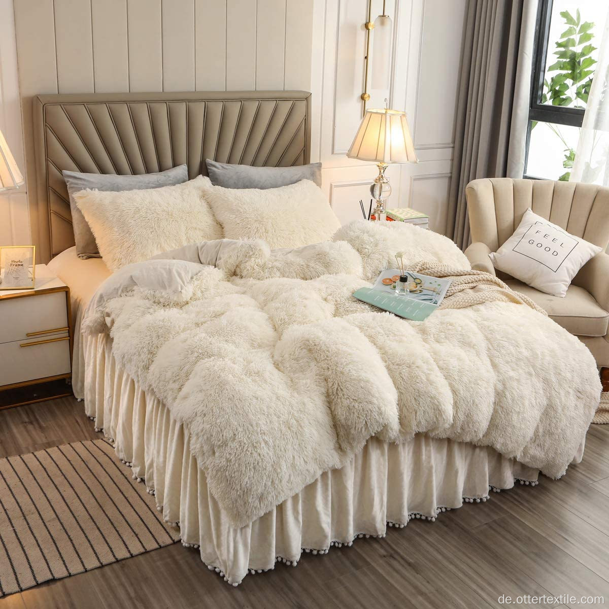 luxuriöses zotteliges Bettbezug-Set aus Plüsch