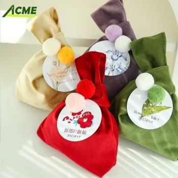 Velvet Drawstring Pouch - Santa Claus Christmas Candy Stocking Gift Bag