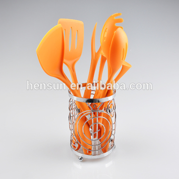 7 pcs orange handle nylon utensils