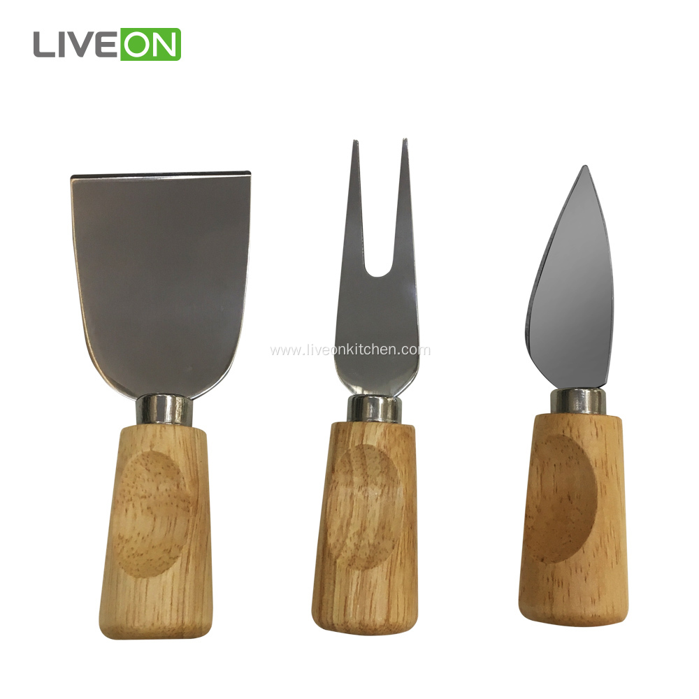 Rubber Wood Block Cheese Knife Set