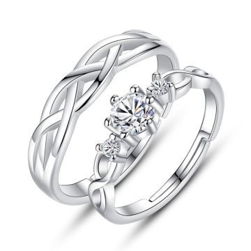 925 Sterling Silber Slated Messing Zircon Verstellbare Paarringe: Ein perfektes Geschenk eines perfekten Mode -Liebhabers für Hochzeiten