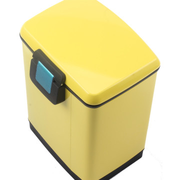 Yellow Stainless Steel Step Trash Can with Bucket