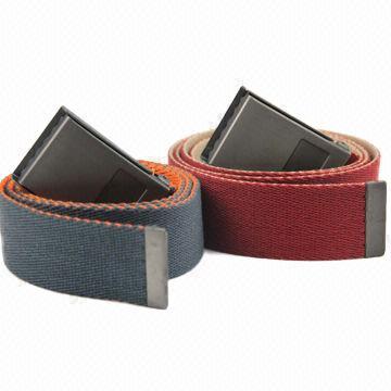 Navy blue/red canvas webbing belts, made of polyester