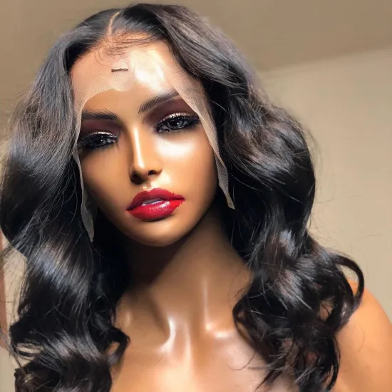 wholesale cheap high quality100% virgin natural brazilian long Body Wave 13x4"13x6" transparent Closure Lace Wig human hair wigs