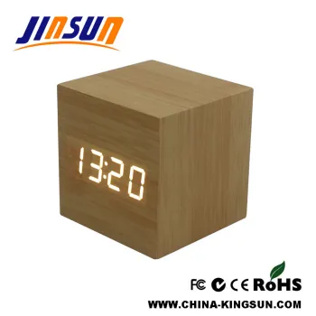 Square Model Desk Wooded Led Alarm Clock