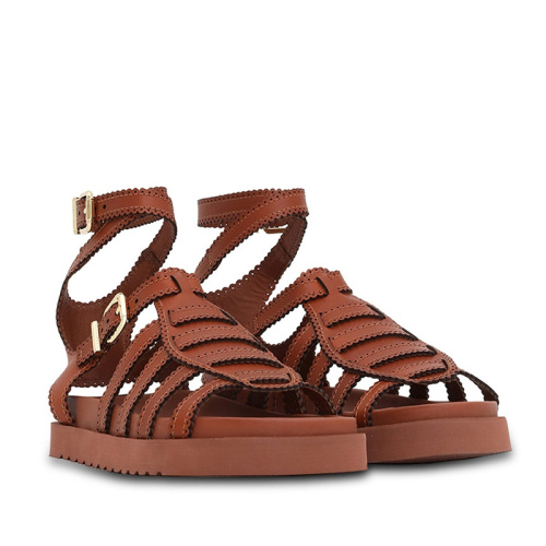 Vintage Chic Open Toe Leather Roman Sandals