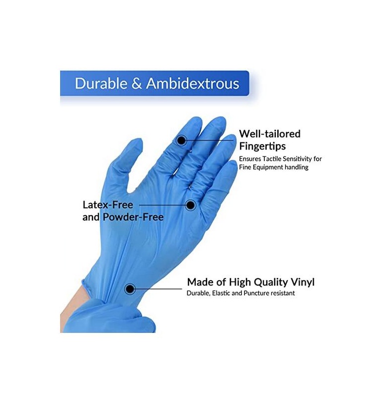 Diverses gants de nitrile bleu non médical