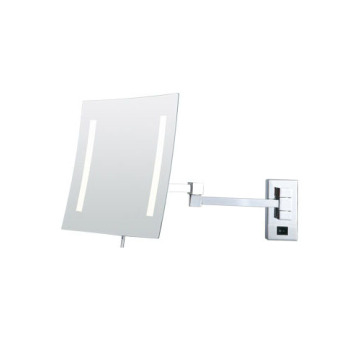Square shower shaving mirror with light