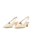 Yellow pointed-toe stiletto mule shoes
