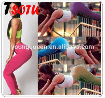 YJB9 candy color Fitness yoga pants womens stretch nine Leggings milk silk