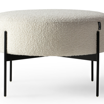 27-inch Wide Fabric Upholstered Black Metal Frame Round Ottoman: Latest Design