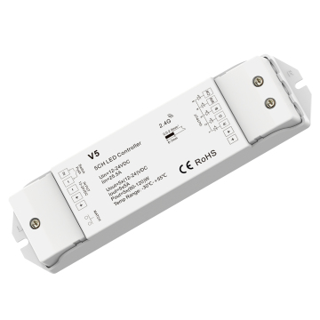 Skydance V5 RGB+CCT 12-24VDC 5A/CH 5Channel RF2.4G Wireless Receiver LED Dimmer-Controller