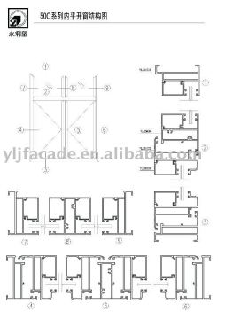 aluminum profile for casement windows 250E