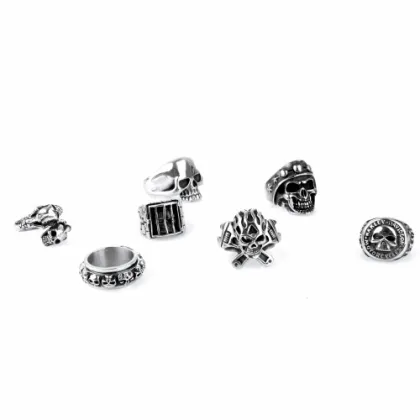 Jewelry Titanium steel ring skull silver