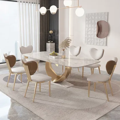 Gold Marble Dining Table for Creative Living Room Design