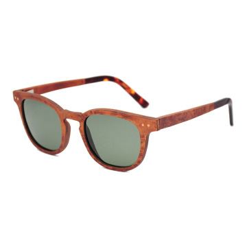 Round Polarised Wooden Sunglasses