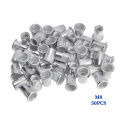 50Pcs M3 M4 M6 M8 M10 Flat Head Rivet Nuts Set Aluminum Alloy Rivet Nuts Nut Insert Riveting Set