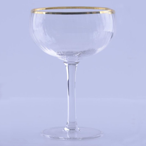 Gold Rim Ribbed Glasses Set