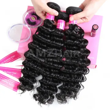 Deep Wave Human Hair Extension Double Weft Wholesale Raw Curly Indian Virgin Cuticle Aligned Human Hair Bundle Large Stock