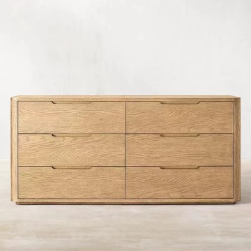 1940s French Oak Wood Breton 6-Drawer Dresser - Antique Storage Furniture