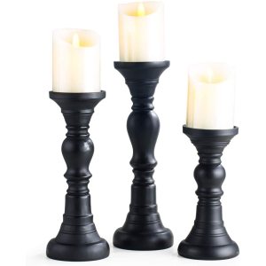 Resin Pillar Candle Holders Set of 3