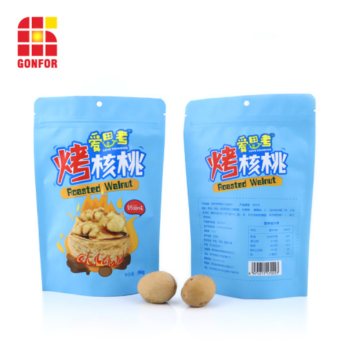 Plastic Stand Up Pouch Zipper Bag With logo for Walnut Food Packaging