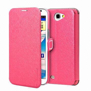 Original brand candy color feather silk series PU case for Samsung Galaxy Note 2,with retail package