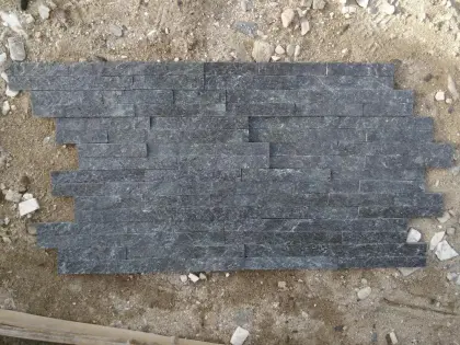 Natural Stone Black Quartz Plate 10*40CM Stone Veneer