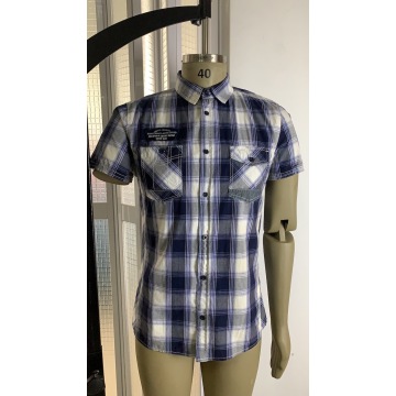 Men's Short Sleeve Button Down Collar Stripe Shirt