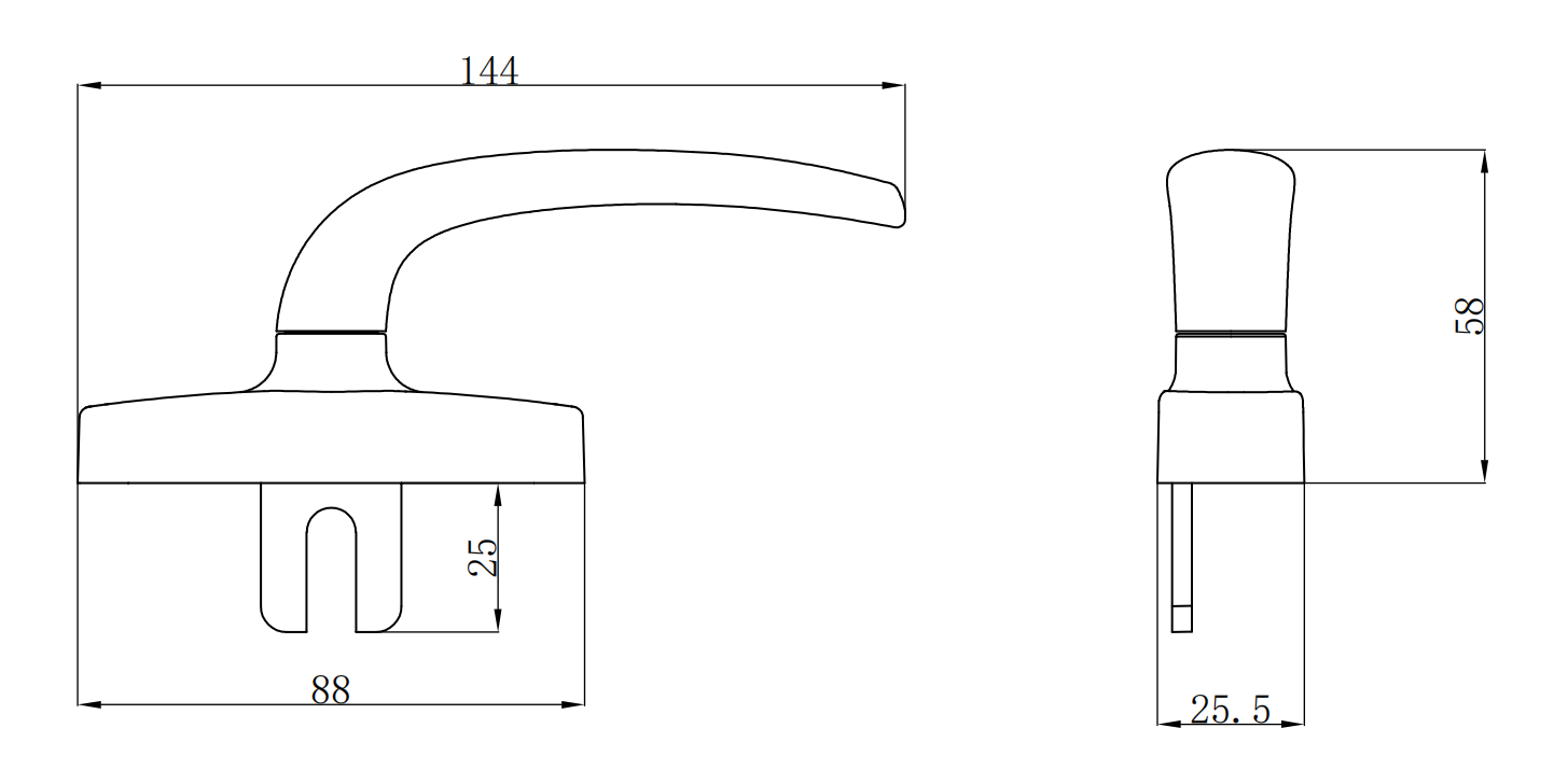 BC331 window handle installed on aluminum casement windows