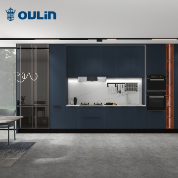 2021 hot selling blue color modern popular wooden kitchen cabinets