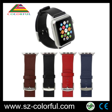 2015 fashion classic Genuine Leather Buckle Wrist Watchband Strap+Adapter+Tool 38mm/42mm black red for apple iwatch band